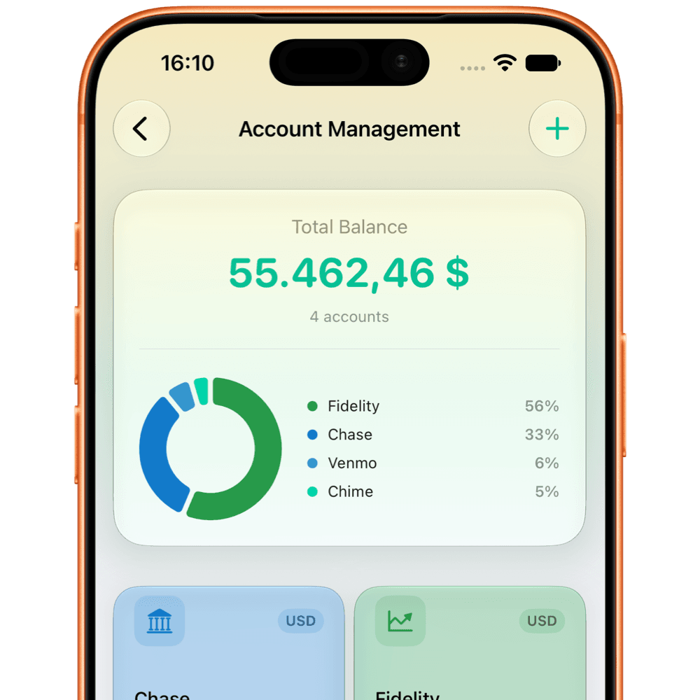 A FlowBudget account shared between two people, on two iPhones