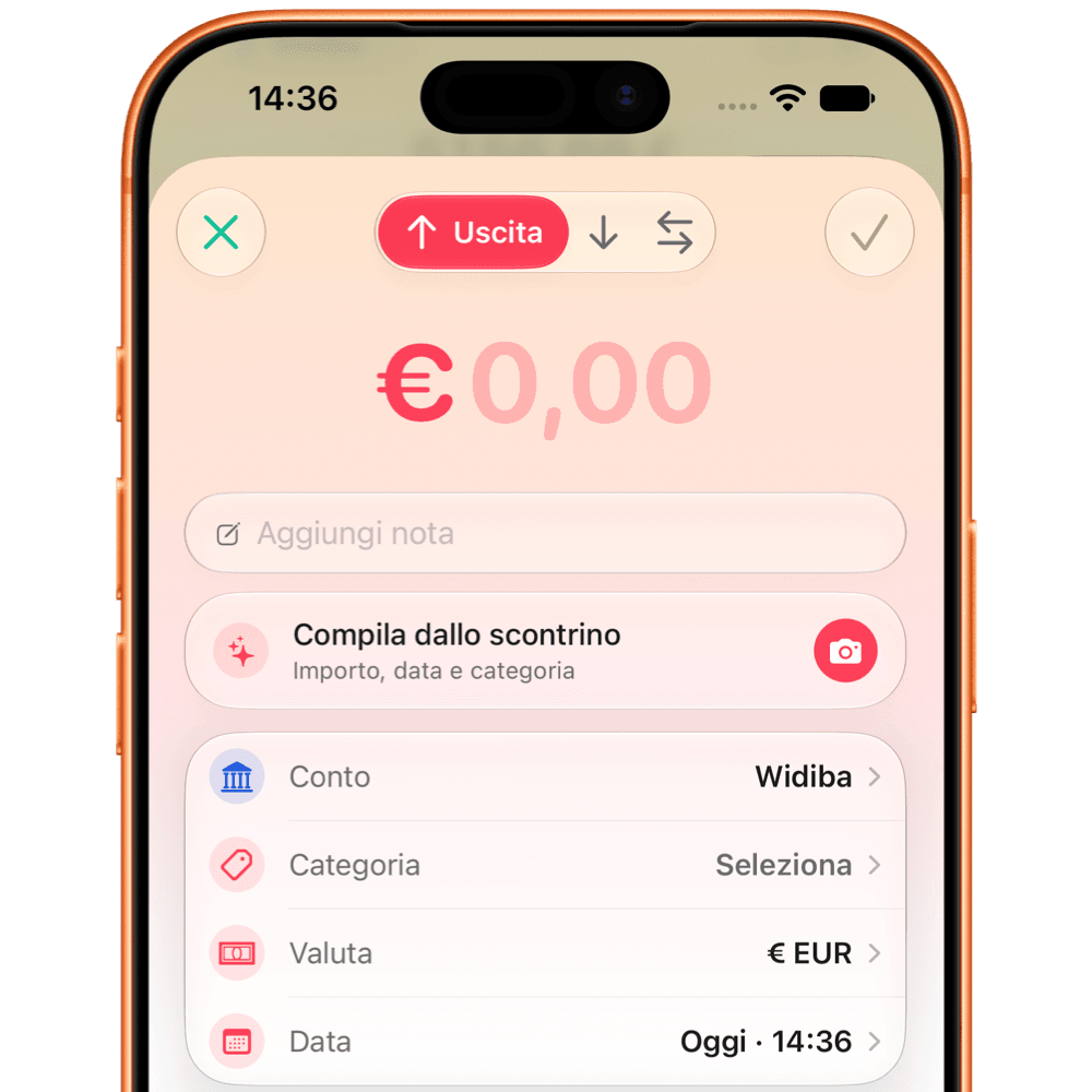 Uno scontrino scansionato in FlowBudget, con i campi compilati da soli